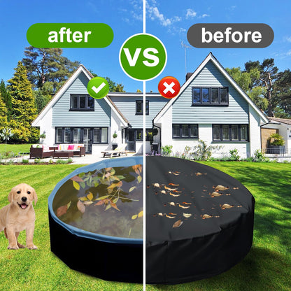 TOYMIS Round Dog Pool Cover, 48 Inch, Black, Waterproof, Dustproof, Modern, Animal, Pool Cover
