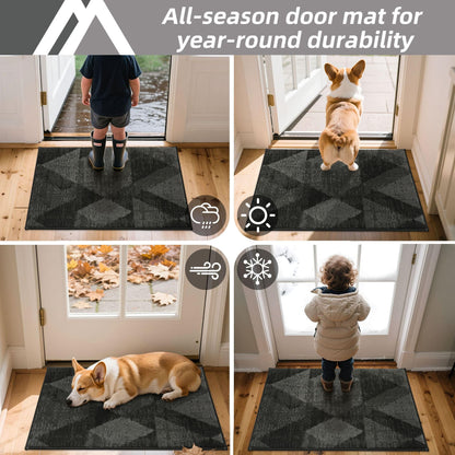 COSY HOMEER Door Mat Entrance, 20"x32" Non-Slip Absorbent Doormat for Front Door, Low Profile Dirt Trapper Entryway Mat, Washable Rugs for Paws & High Traffic Areas, Dark Gray