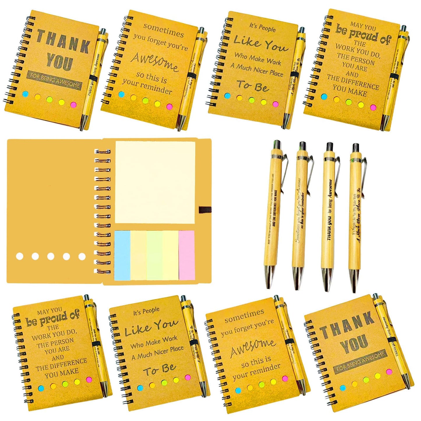 8 Set Inspirational Spiral Notebook Employee Appreciation Gifts Bulk Team Office/Students Thank You Gifts Journal Lined Pocket Notepad,Note Pads for Nurse Teacher Employees Coworker Volunteer