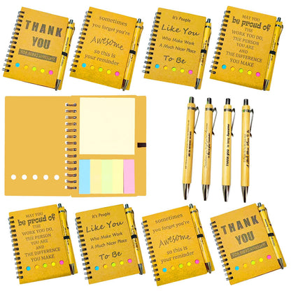 8 Set Inspirational Spiral Notebook Employee Appreciation Gifts Bulk Team Office/Students Thank You Gifts Journal Lined Pocket Notepad,Note Pads for Nurse Teacher Employees Coworker Volunteer