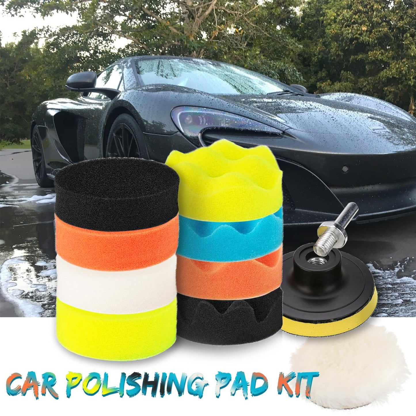 Polishing Pads 3 inch Buffing Pad, Car Drill Polishing Kit for Car Polisher Sanding Waxing, 31 Pack