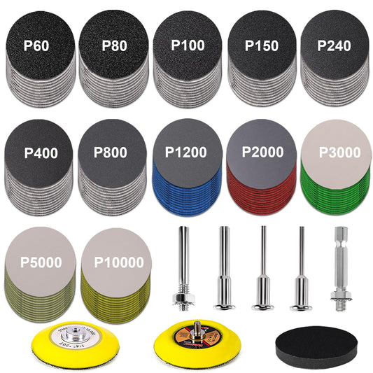 184 PCS 3 Inch Sanding Discs, GOH DODD Headlight Restoration Kit Wet Dry Sanding Pads with 1/4" 1/8" Shank and Soft Foam Cushion Pad, 60 to 10000 Grits Hook Loop Sandpaper for Wood Metal Resin