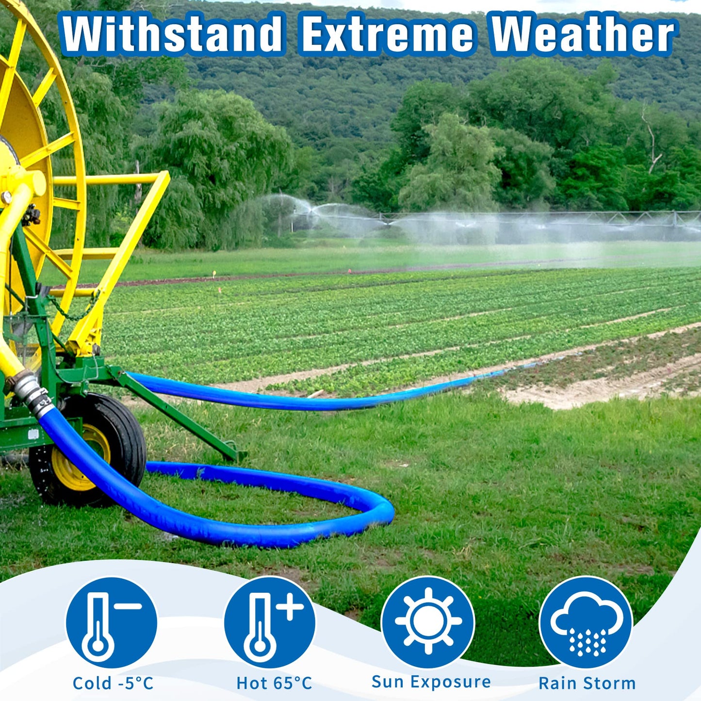 2 in x 30FT Pool Backwash Hose Heavy Duty Drain Discharge Double PVC Layflat Hose with 2 Clamps, Weatherproof Burst Resistant for Water Transfer, Sump Pump, Pool Filter, Pool Drain (9.2M,Blue)