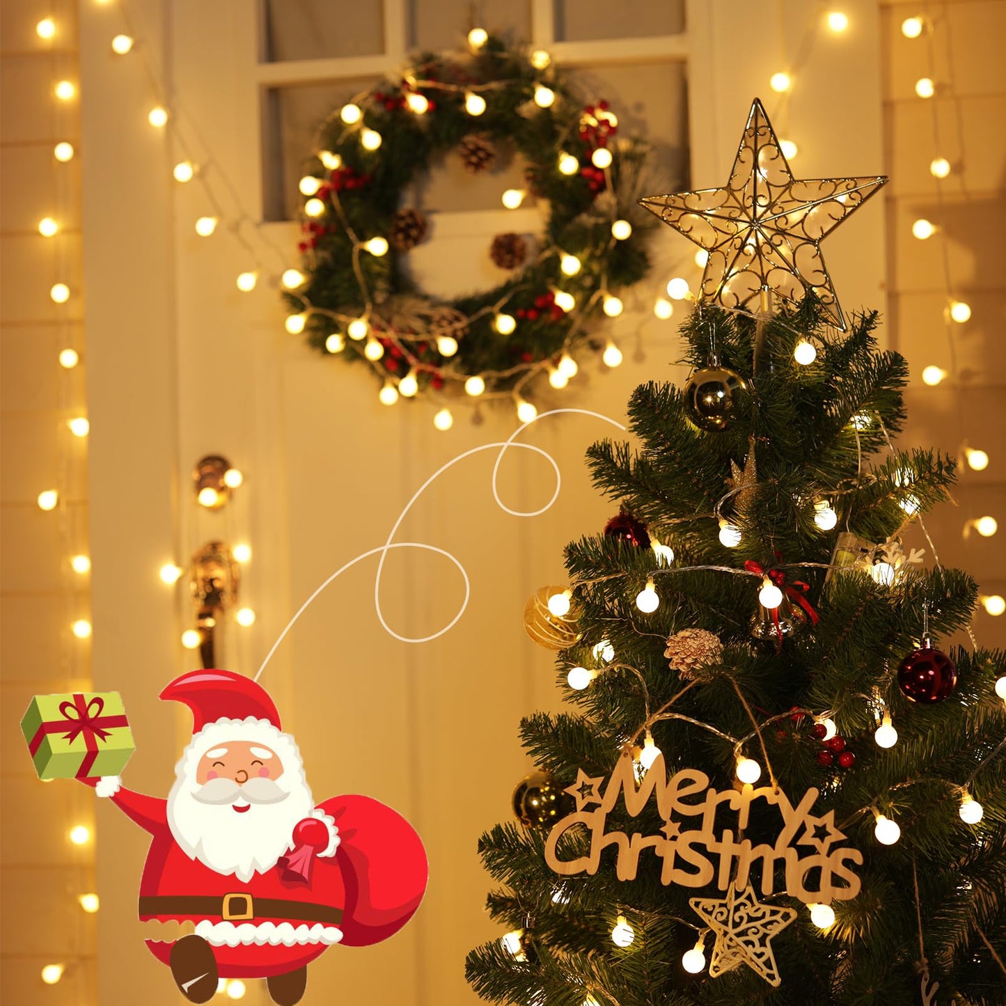 33 FT 100 LED Globe Ball String Lights, Fairy String Lights Plug in, 8 Modes with Remote, Decor for Indoor Outdoor Party Wedding Christmas Tree Garden, Warm White