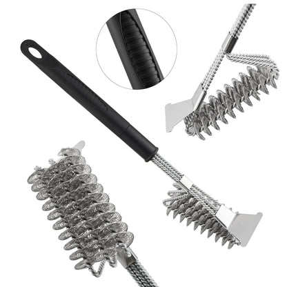 BBQ Brush for Grill, Grill Brush with Scraper, Bristle Free BBQ Accessories for Gas, Charcoal, Smoker Grill - 2 Pack