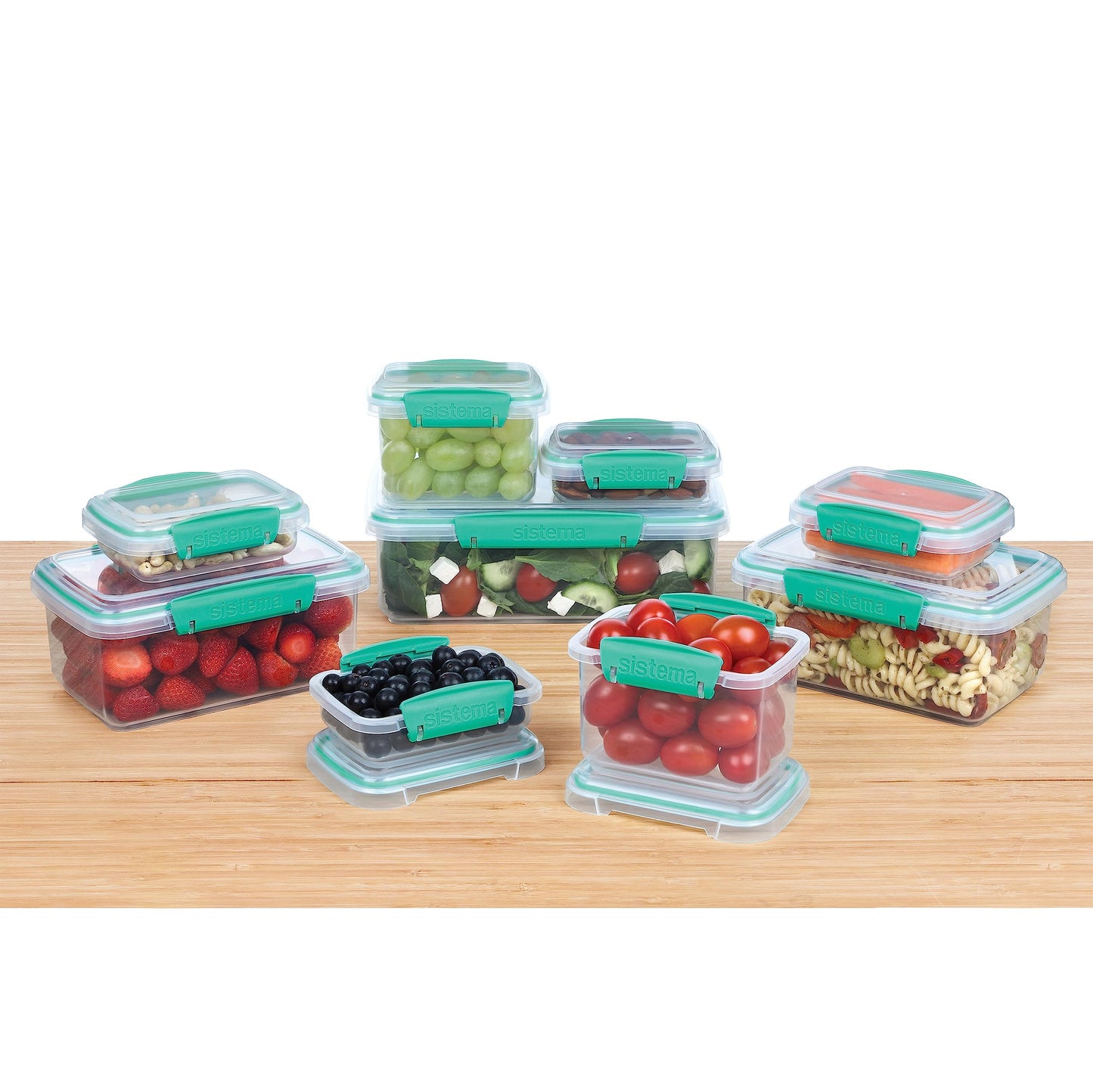 Sistema Food Storage Containers with Lids for Lunch, Meal Prep and Leftovers, Dishwasher Safe, BPA-Free, Teal, 18 Piece Set