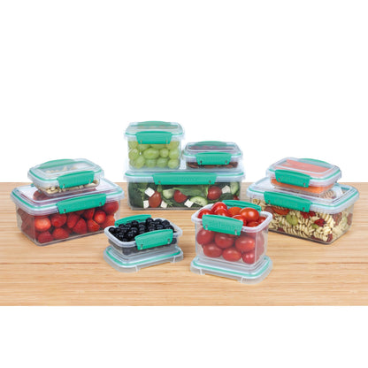 Sistema Food Storage Containers with Lids for Lunch, Meal Prep and Leftovers, Dishwasher Safe, BPA-Free, Teal, 18 Piece Set