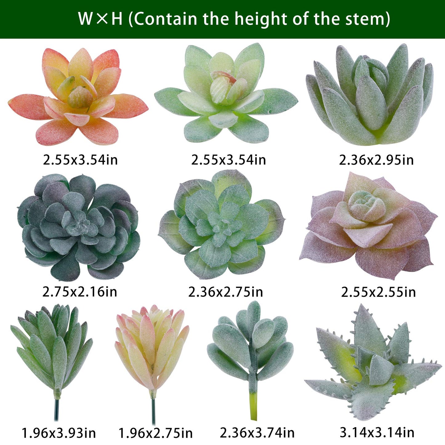 CEWOR 20pcs Artificial Flocked Succulents Mini Fake Succulent Plants Faux Premium Decor for DIY Crafting Home Floral Wall Garden Arrangement Office Decoration (Unpotted)