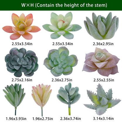 CEWOR 20pcs Artificial Flocked Succulents Mini Fake Succulent Plants Faux Premium Decor for DIY Crafting Home Floral Wall Garden Arrangement Office Decoration (Unpotted)