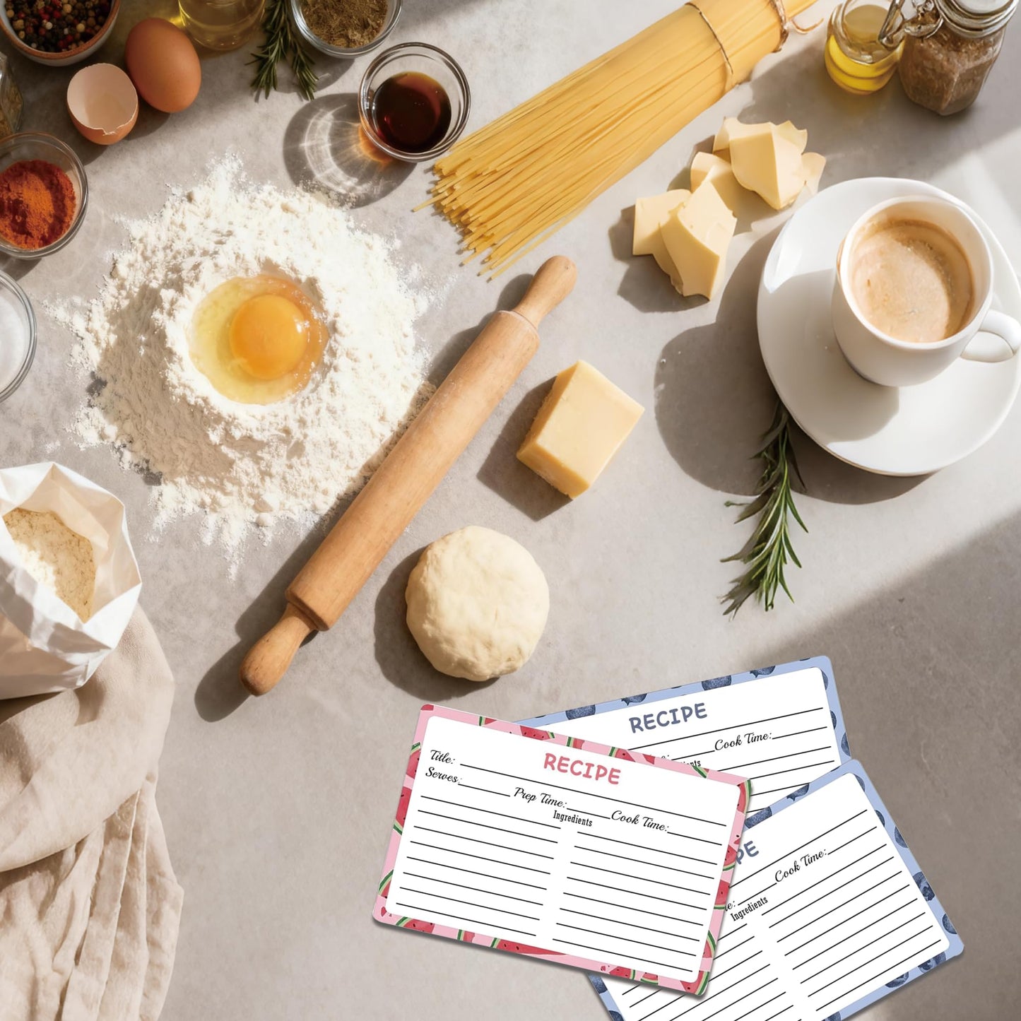 Recipe Cards 100 pcs Double Sided Fruit Blank Recipe Cards 4x6 Inch Recipe Binder Index Cards for Restaurants, Cafes, Diners Cooking Kitchen Organization