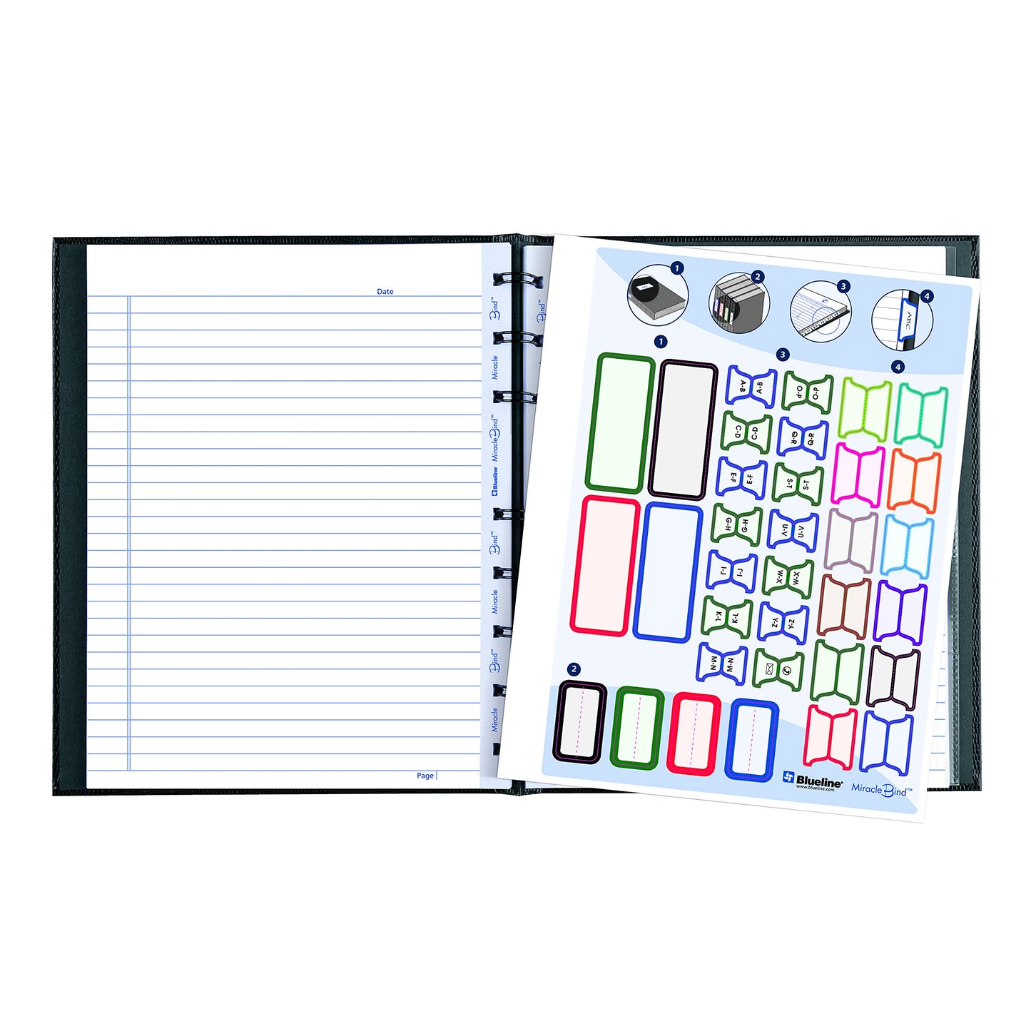 Blueline MiracleBind Notebook, Black, Lizard-Like, Hard Cover, 9.25" x 7.25", 150 Pages (AF9150.81)