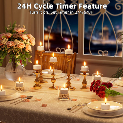 Rechargeable Flameless Tea Lights Candles Battery Operated Remote Control Tea Lights with Timer LED Tealight Candles with Charging Base Votive Candle for Flickering Christmas Halloween Table 6 Pcs