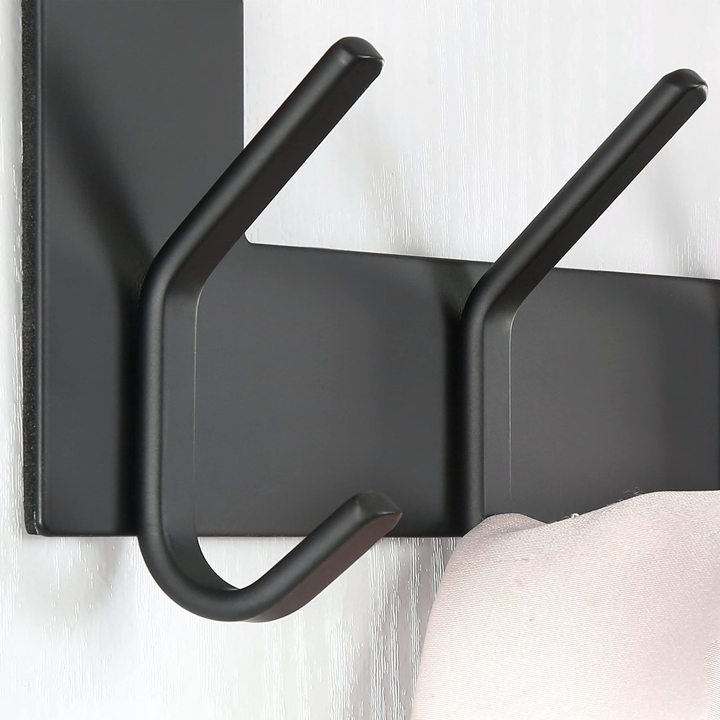 SKOLOO Over The Door Hooks for Hanging Coats Towel Key Clothes - 6 Hooks, Over The Door Towel Rack for Bathroom, Stainless Steel Over Door Coat Hook (Square, Black)