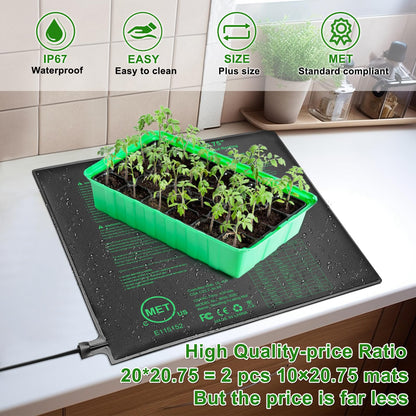 RC SLL Seedling Heat Mat,20"x20.75" Heat mats for Seed Starting,Waterproof Plant Heating Mat Heating Pad for Seed Germination,Hydroponic Heating Pad Seed Starter (1 Pack)