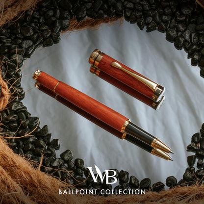 Wordsworth and Black Rollerball Pen-Stunning Luxury Pen Bamboo Rosewood Gold Finish, Refillable, Best Roller Ball Gift Set Pen for Men & Women, Ink Refill, Point Office Pens for Writing