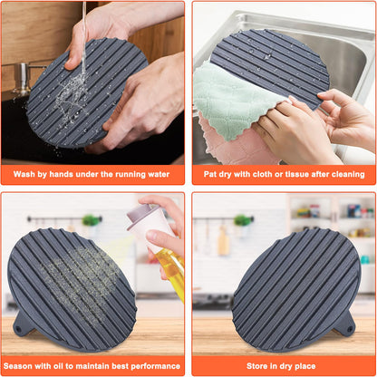 Smash Burger Press, Heavy-Duty Cast Iron Hamburger Grill Press with Heat Resistant Wooden Handle Hamburger Patty Maker Bacon Sandwich Round Meat Press, 7inch