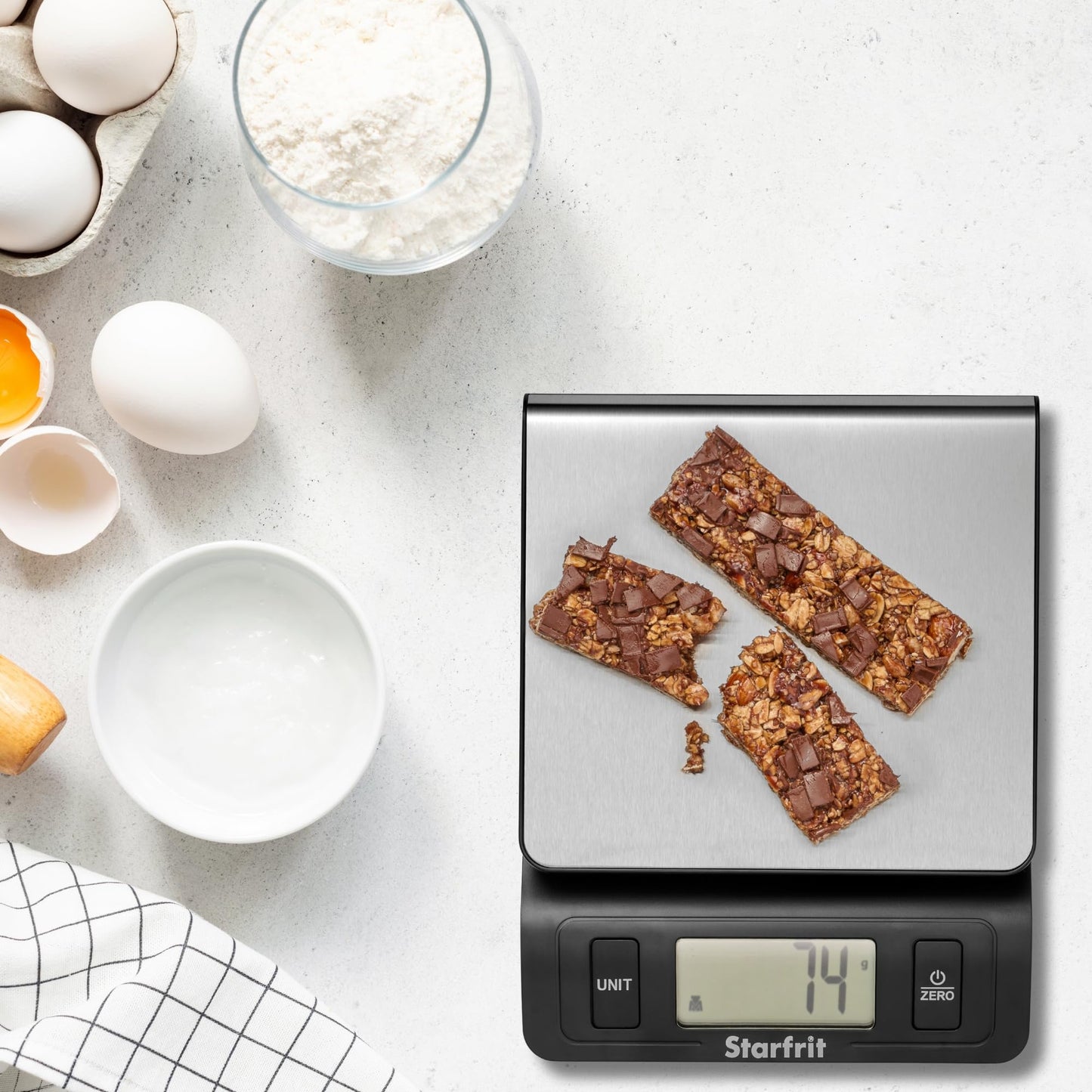Starfrit Digital Kitchen Scale - Stainless Steel Platform - Measures Weight and Liquid Volume - 11 lb / 5 kg Capacity - Stainless Steel