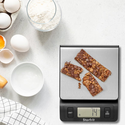 Starfrit Digital Kitchen Scale - Stainless Steel Platform - Measures Weight and Liquid Volume - 11 lb / 5 kg Capacity - Stainless Steel
