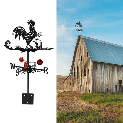 Qivine Rooster Weather Vane Roof Mount, Metal Weathervane Chicken Wind Vane Wind Direction Indicators Weather Vane Ornament for Shed Farmhouse Yard Patio Decor
