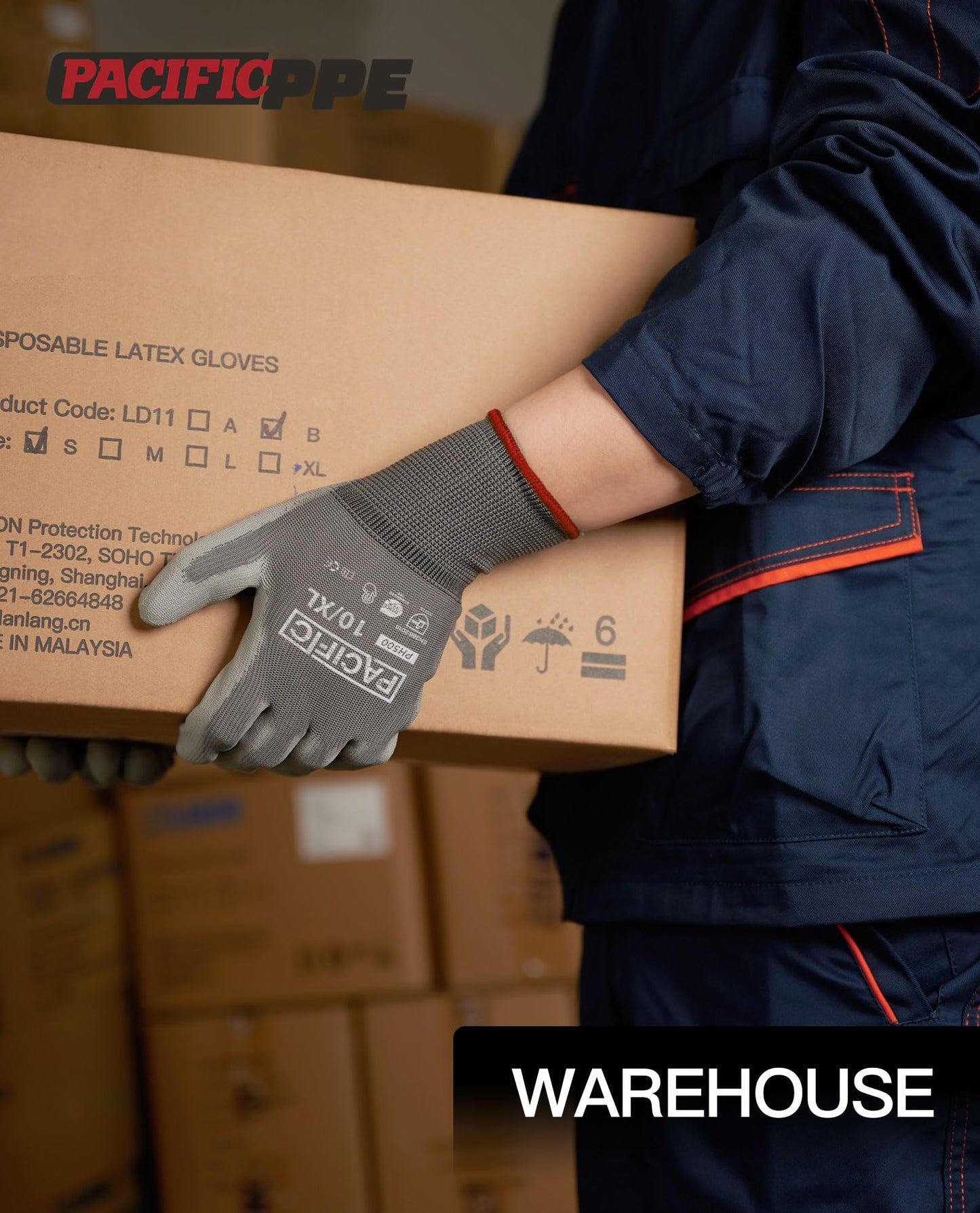 PACIFIC Work Gloves for Men and Women, Touchscreen Working Gloves, 18 Pairs Bulk Pack Mechanic Gloves, PU Coated, Mens Gardening Gloves, Lightweight, Grey, Medium