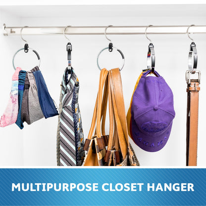 ROLLY HANGER Multipurpose Closet Hangers- Tie and Belt Hanger for Closet- Great Space Saving Belt Organizer for Wardrobe - Ideal for Storing Belts, Ties, Scarfs, Baseball Hats, Purses & More- 1 Pack
