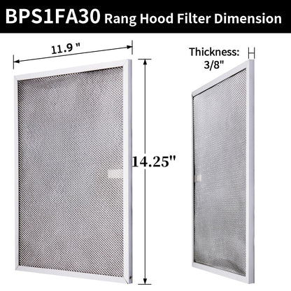 BPS1FA30 Range Hood Filter 11-3/4"X 14-1/4"X 3/8" for 30-Inch Broan Nutone QS1 WS1, Allure Grease Filter, Replaces 99010299,S99010305,AP3378953 Range Hood Filters Replacement Aluminum(2 Pack)