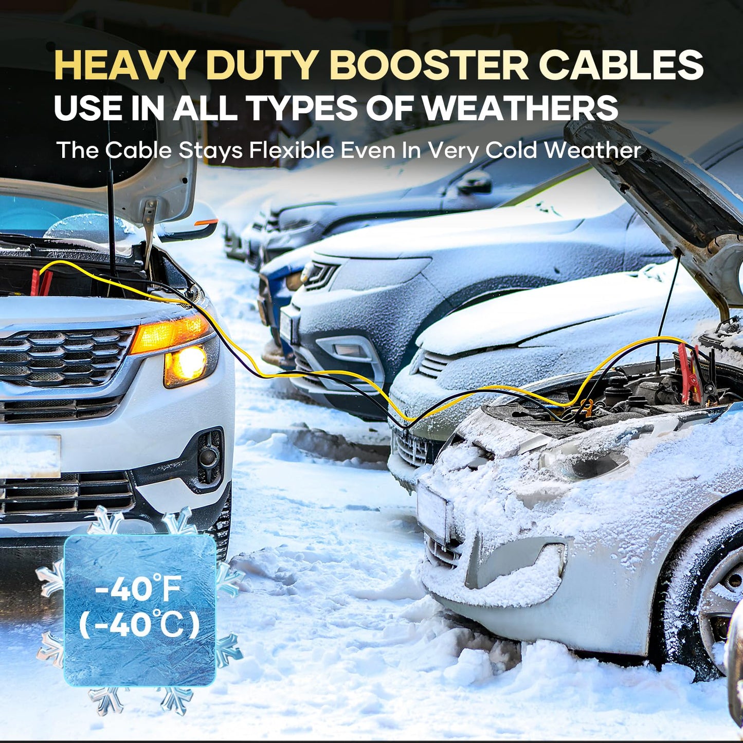 AutoChat Jumper Cables for Car, Heavy Duty Automotive Booster Cables for Car, SUV and Trucks Battery, for Jump Starting Dead or Weak Batteries with Carry Bag, Gloves, Brushes(6 Gauge 16 Feet)