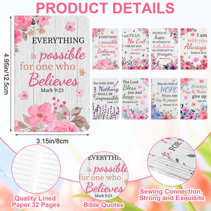 32 Pcs Flower Bible Verse Ballpoint Pens Notebooks Set Christian Gifts Bulk for Women Men Religious Gift Notepad Ink Pen Inspirational Church Party Favors for Colleague Coworker Office School Supplies