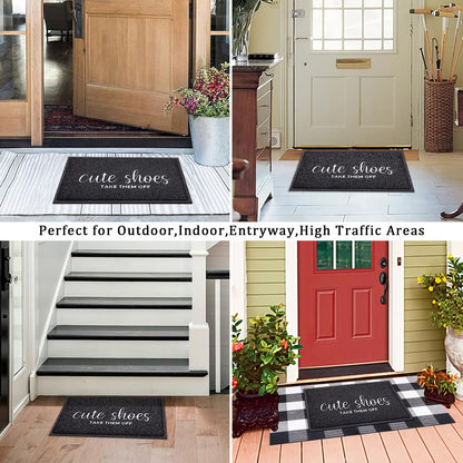 Welcome Mat Indoor Front Door Mats Outdoor for Home Entrance Durable PVC Material with Non Slip Rubber Backing Cute Shoes TAKE Them Off Mats Doormat for Indoor Outdoor High Traffic Areas