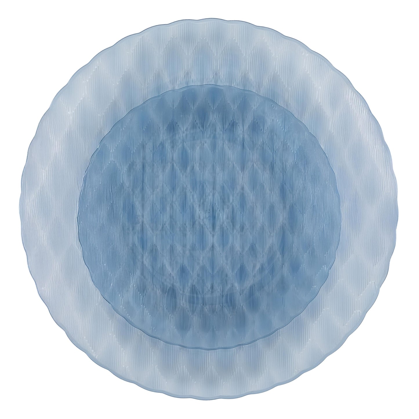 PLASTICPRO 32 Pack Plastic Dishes Set of 16-10 inch Plates and 16-7 inch Plates, Elegant Translucent Blue Disposable Fancy Tableware Premium Heavyweight