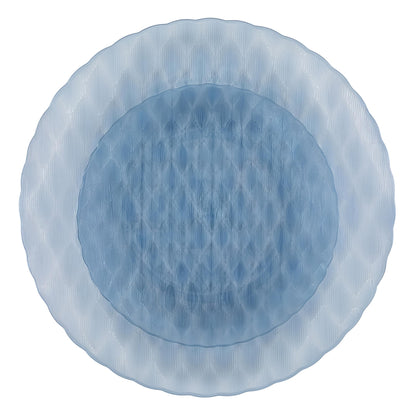 PLASTICPRO 32 Pack Plastic Dishes Set of 16-10 inch Plates and 16-7 inch Plates, Elegant Translucent Blue Disposable Fancy Tableware Premium Heavyweight