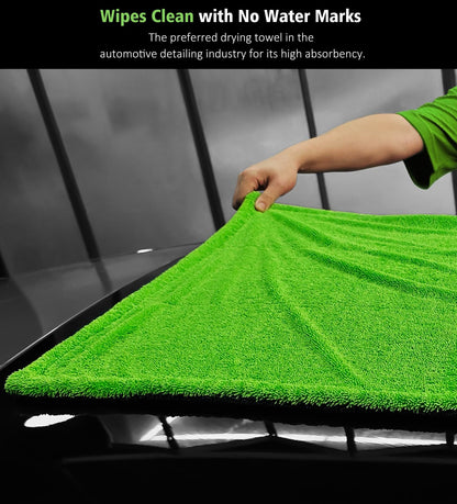 YeewayVeh 36"x28" Car Drying Towel Extra Large, 1400GSM Ultra Absorbent Double-Sided Twisted Loop Microfiber, Scratch-Free & Professional Grade Car Wash Towel for Cars, SUVs, Trucks (Green)