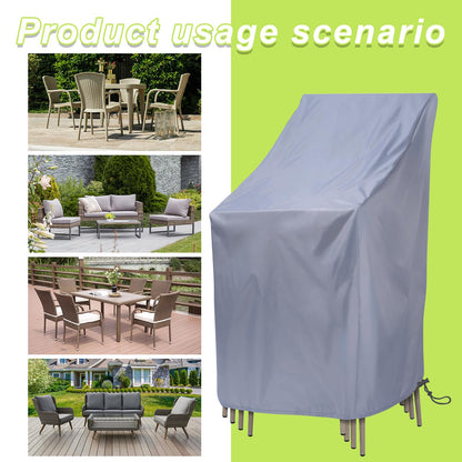 Stackable Patio Chair Covers, 210D Outdoor Chair Covers Waterproof for Stacked Chairs, Lawn Chair Covers Waterproof Outdoor Fits for 4-6 Outdoor Stacking Chairs (Grey, 25"L x 25"W x 47"H , 2PCS)