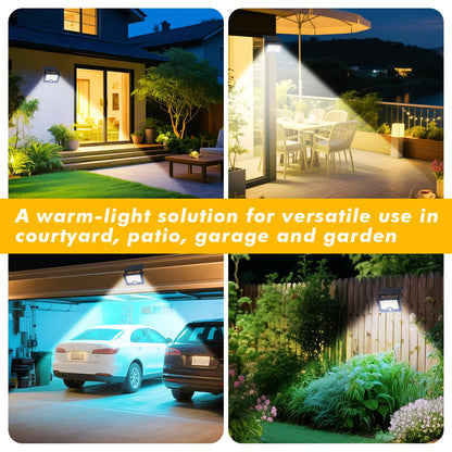 Solar Wall Lights Outdoor with Motion Sensor: Qoosea 122 LED Beads 3 Lighting Modes IP65 Waterproof 2200mAh Battery - Ideal Solar Lights for Yard Garage Patio & Garden Lighting