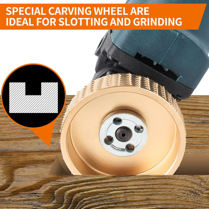 Pomsare Wood Carving Disc Set, 5PCS Wood Grinding Wheel for 4 or 4 1/2 Angle Grinder, Stump Grinder Shaping Discs for Cutting Polishing