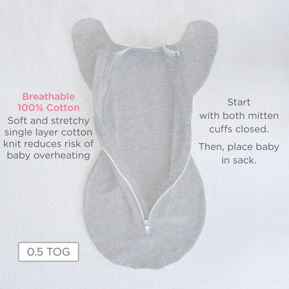 SwaddleDesigns Transitional Swaddle Sack, Arms Up Half-Length Sleeves & Mitten Cuffs, Swaddle for Newborn Transition to Baby Sleep Sack Wearable Blanket, 3-6 Month, 14-21 lb, Heathered Peach Blush