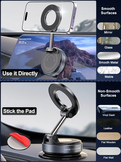 snanlen Upgraded 360° Vacuum Magnetic Phone Holder, Magnetic Car Phone Mount, Hands-Free Suction Cup Phone Holder for Car/Gym/Mirror/Shower, Car Mount Compatible with iPhone 17 Pro Max/Android
