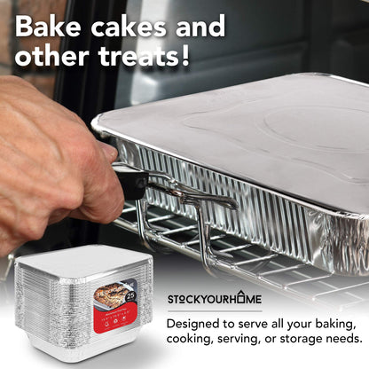 Disposable Aluminum Pans with Lids 9x13 (25 Pans and 25 Lids), Food Containers for Baking, Cooking, Heating, Storing and Prepping