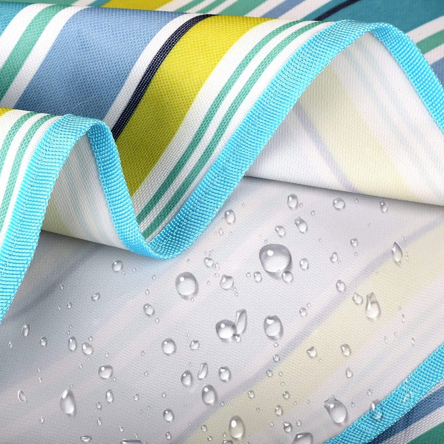 ADRIMER Large Picnic Blanket 77" x 79", Outdoor Waterproof Picnic Mat, Portable Beach Blanket for Family, Beach, Park, Camping, Hiking, Blue & White