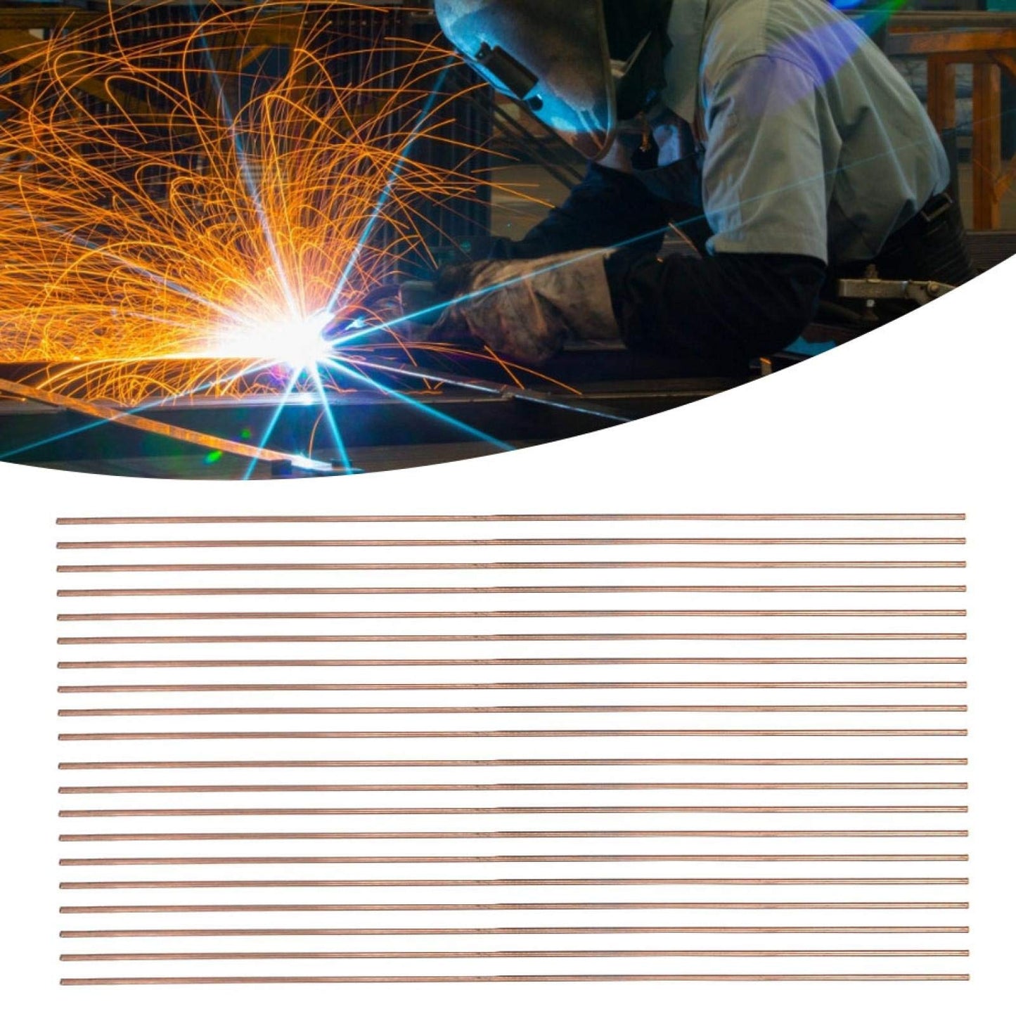 Copper Welding Rods, Easy Melt Copper Welding Wire, 20Pcs Copper Welding Rod Selffluxing Brazing Round Welding Rod Low Temperature Welding Consumables Copper Round Rods Lathe Bar