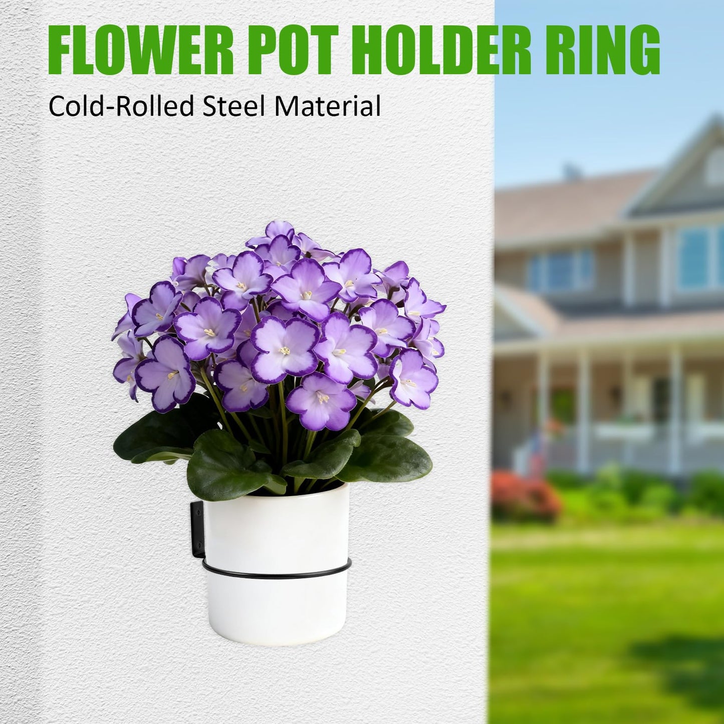 Supkiir 6 Inch Flower Pot Holder Ring, 8 Pack Black Plant Holder Rings Wall Mount, Heavy Duty Metal Planter Pot Support Holders for Outdoor, Indoor, Garden & Home Decoration
