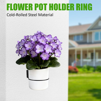 Supkiir 6 Inch Flower Pot Holder Ring, 8 Pack Black Plant Holder Rings Wall Mount, Heavy Duty Metal Planter Pot Support Holders for Outdoor, Indoor, Garden & Home Decoration
