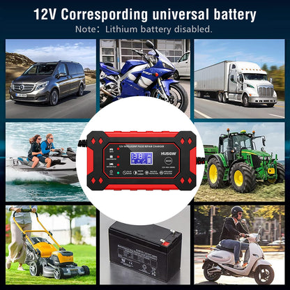 Car Battery Charger, 12V/6A Smart Battery Charger with Pulse Repair, Suitable for Cars, Marine Lead Acid Batteries