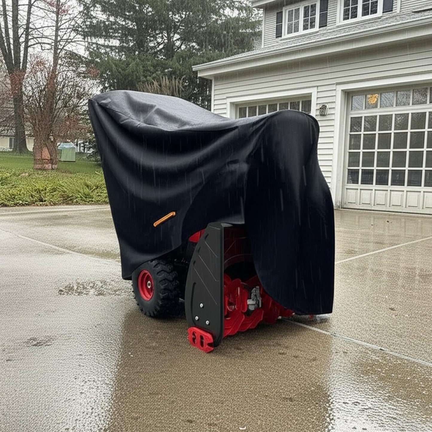 Snow Thrower Cover Waterproof Heavy Duty Oxford Snow Blower Cover with Windproof Buckles and Elastic Cord for Outdoor Electric All Weather Protection (Black, 120 x 81.5 x 101.6 cm)