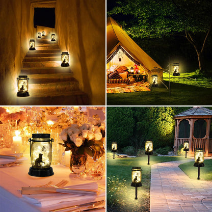 Cat jar Solar Light, Fairy Lantern Garden Lights, jar Bottle Light, Solar Lanterns Outdoor Garden Decor, mom Gift, Grandma Gift, Gifts for Mother