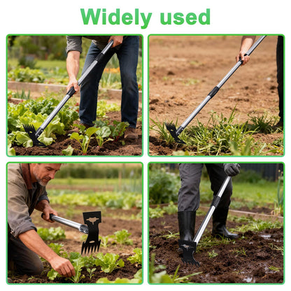 Weed Puller Tool with Long Handle，Adjustable Long Manual Weeder Remover Tool，2 in 1 Hand Weed Rake and Garden Hoe for Gardening, Uprooting Weeding Tool for Yard, Lawn, Patio, Garden