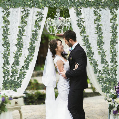 SOMYTING Eucalyptus Garlands, 2 Pack 5.7ft Long Artificial Mixed Eucalyptus Leaves Vine Greenery Garland Hanging Plants for Farmhouse Table Centerpiece Mantel Wedding Arch Backdrop Decor