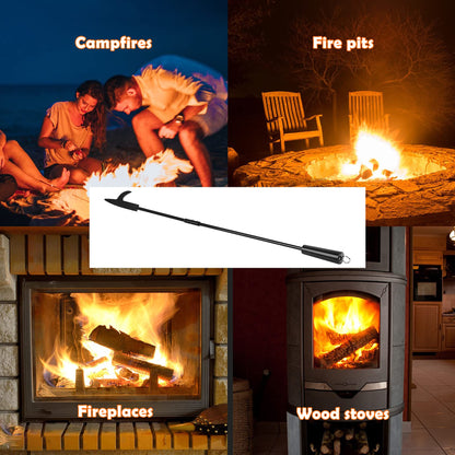 Stanbroil 36-Inch Fire Poker for Fire Pit, Camping, Wood Stove, Outdoor and Indoor Use - Heavy Duty Campfire Tool with Heat Resistant Handle - Black Steel