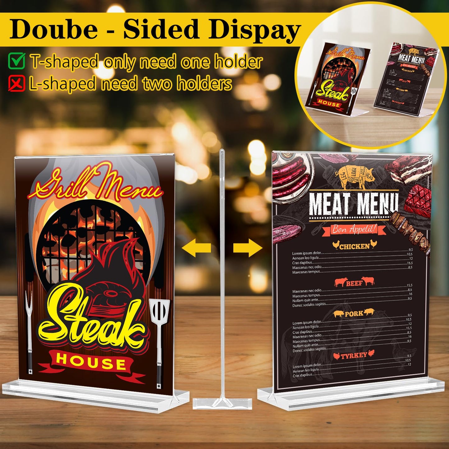 Aifanss Acrylic Sign Holder 8.5 x 11 - 6 Pack Plastic Sign Holder Vertical Standing Acrylic Paper Holder, Picture Frame Flyer Document Clear Display Stand for Table Top Office Hotel Store Restaurants