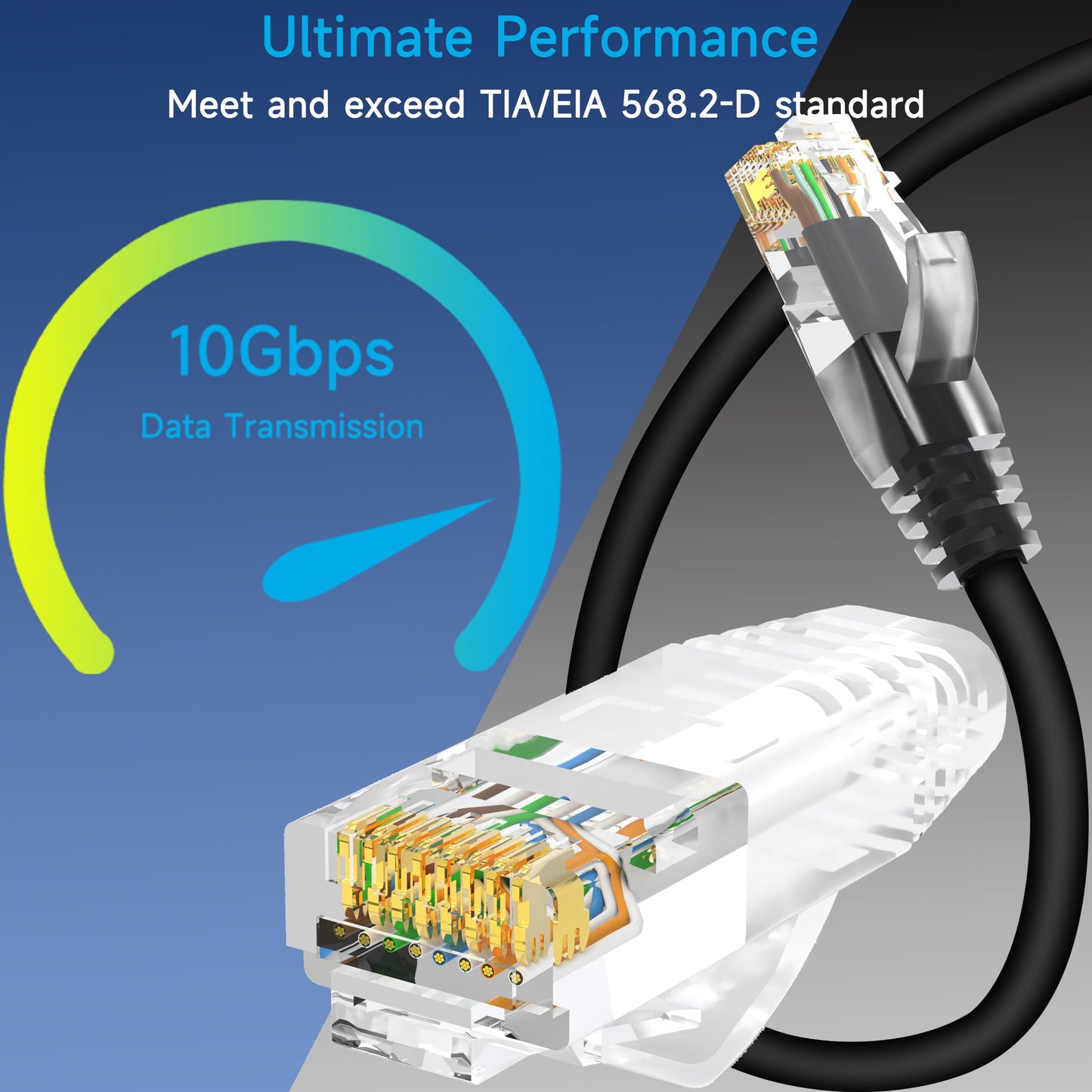 Cat6 Ethernet Patch Cable 6 ft (10 Pack), Cat6 Patch Cable for Data Centers, Cat 6 Patch Cable 10G, Network Patch Cables for Home and Enterprise Network -Black